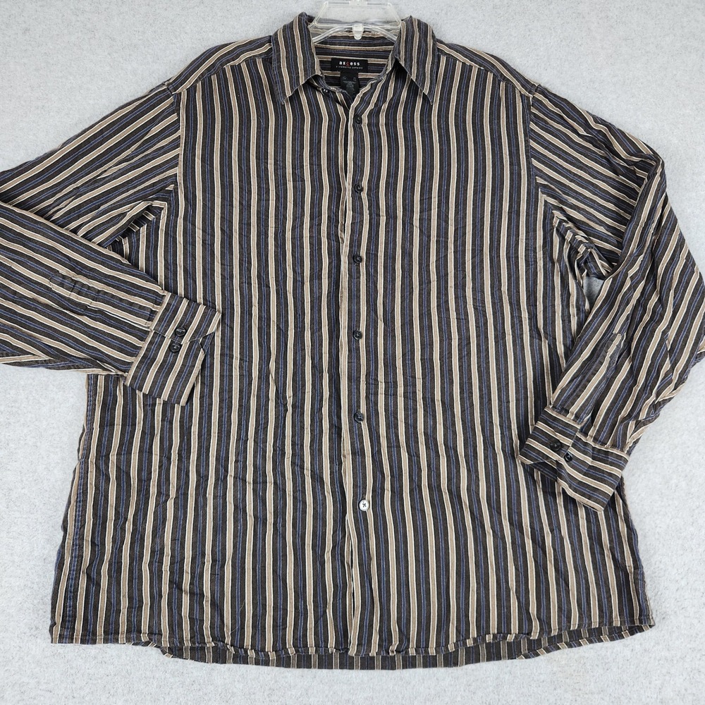 Axcess Casual Shirt Mens XL Multicolor Striped Long Sleeve Classic Fit Button Up